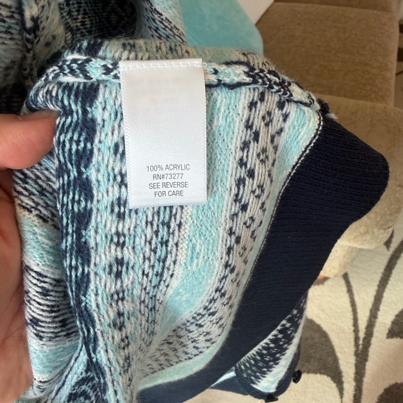 Croft & Barrow Women's Patterned Cardigan - Navy and Light Blue - Picture 7 of 7